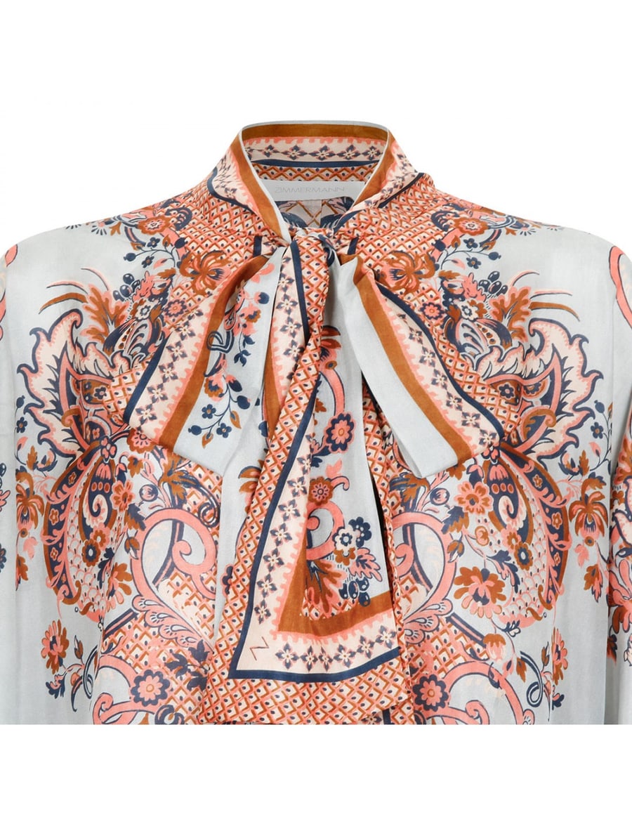 Zimmermann Aster tie neck blouse, view 4