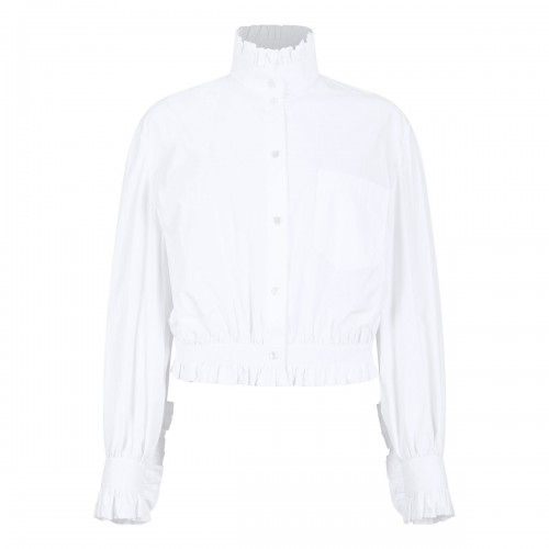 Saint Laurent Ruched cotton blend blouse