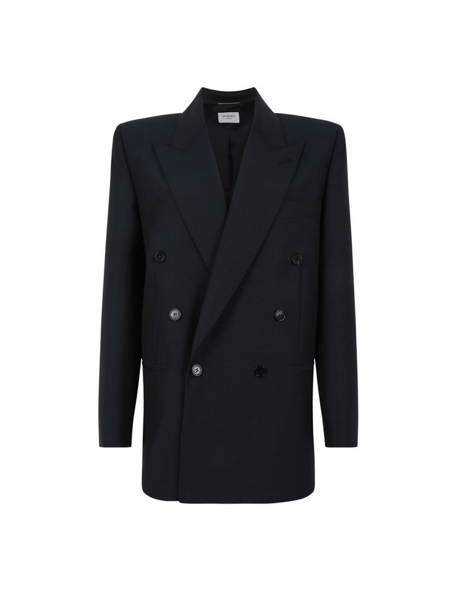 Saint Laurent Double-breasted wool blend jacket, view 2