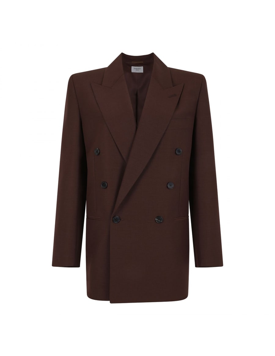 Saint Laurent Double-breasted wool blend jacket, view 2
