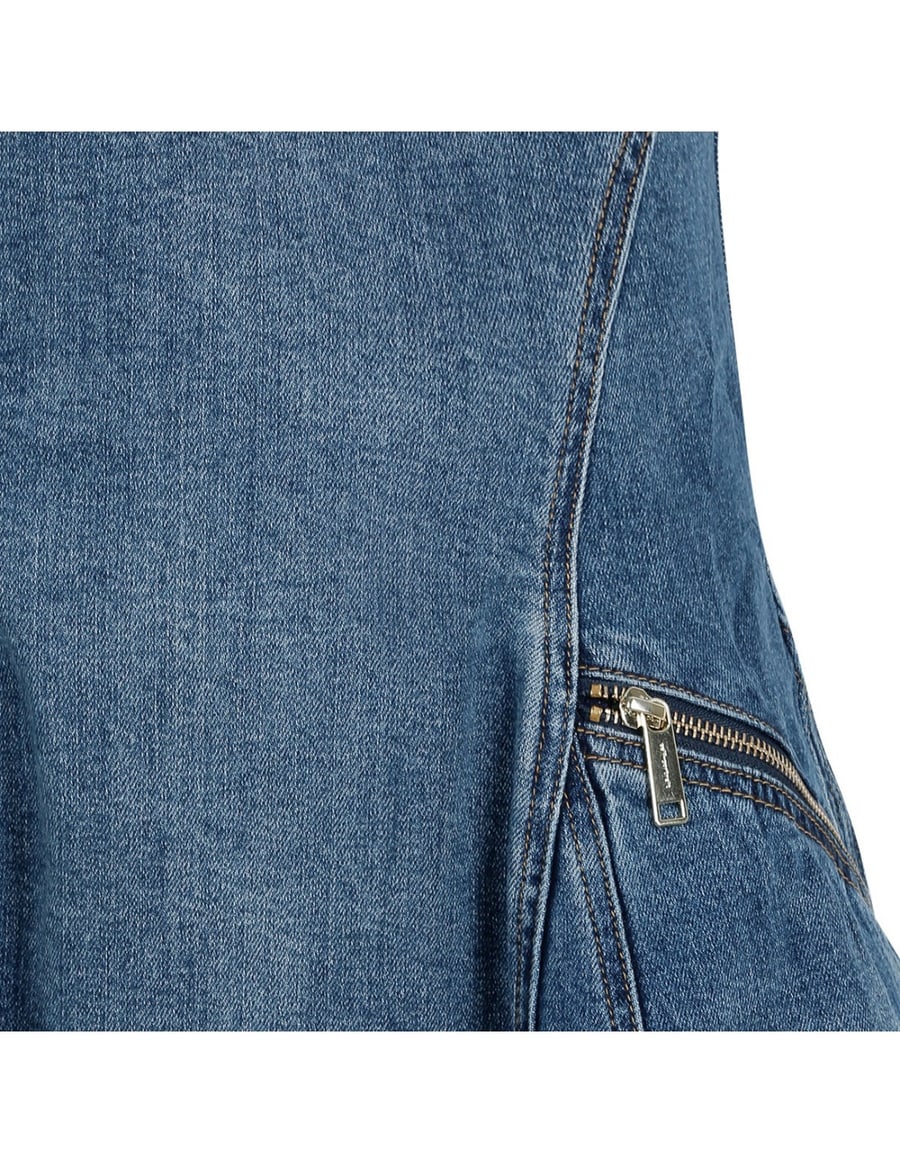self-portrait Denim flared mini dress, view 5