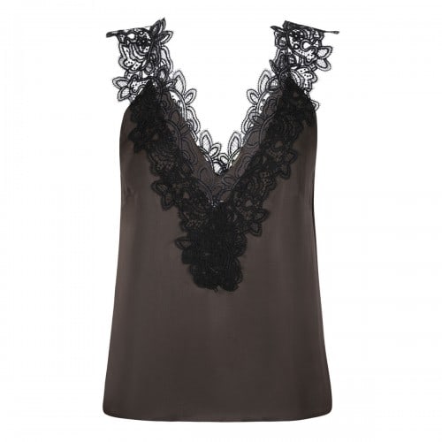 ROHE V-neck silk lace top