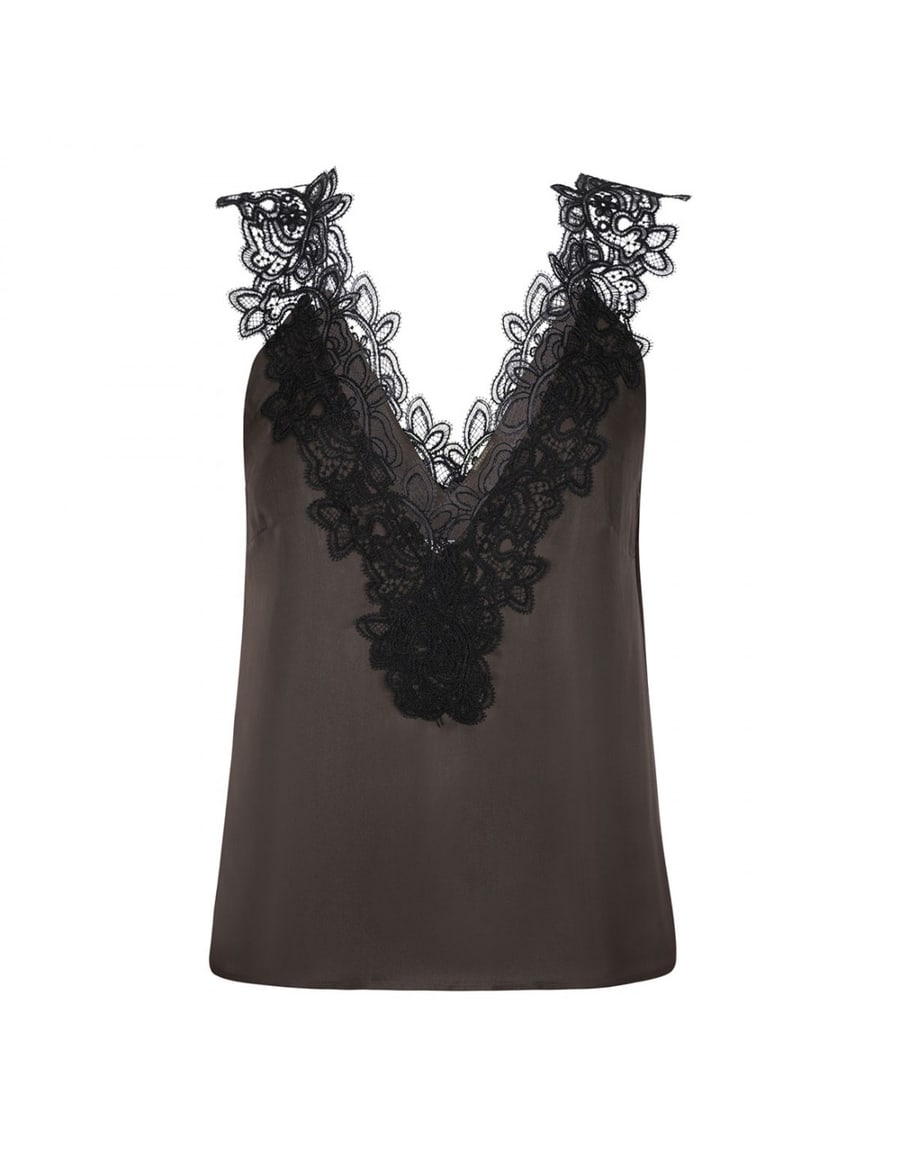 ROHE V-neck silk lace top, view 2