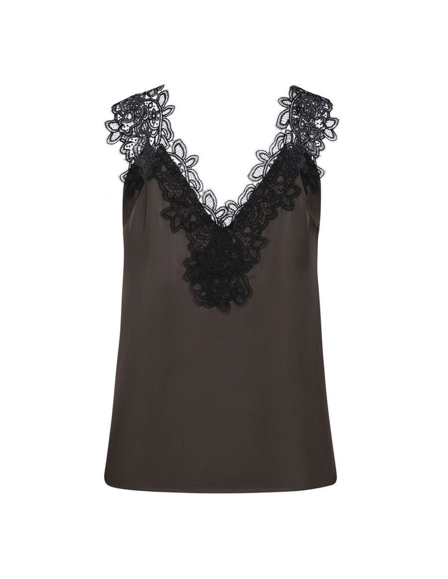 ROHE V-neck silk lace top, view 3