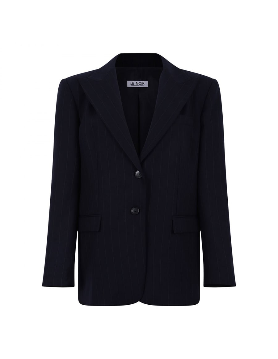 LE NOIR Pinstriped navy blazer, view 3