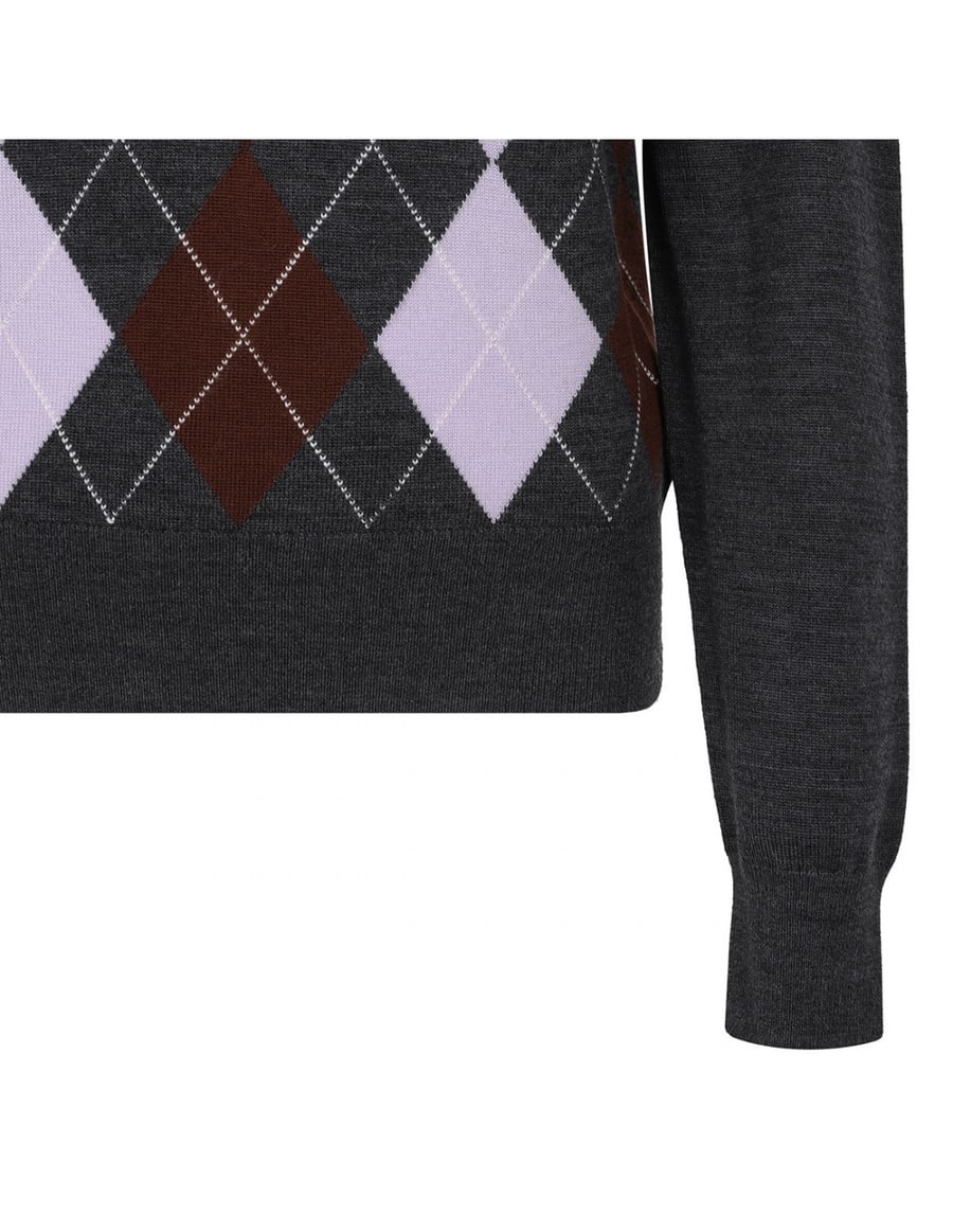 self-portrait Grey argyle lightweight sweater, view 5