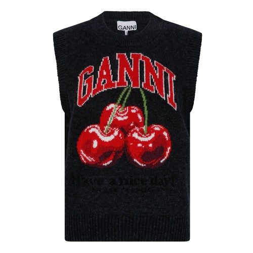 Ganni Graphic wool vest
