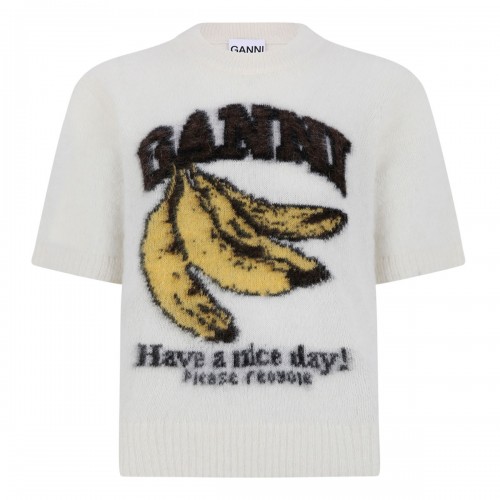 Ganni Graphic brushed alpaca T-shirt