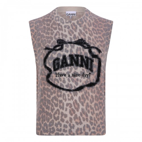 Ganni Graphic wool vest