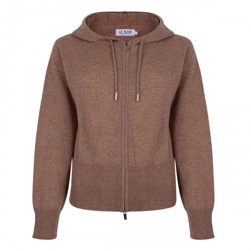 LE NOIR Zora camel knit hoodie