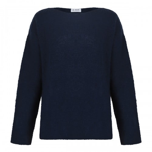 LE NOIR Navy virgin wool blend sweater