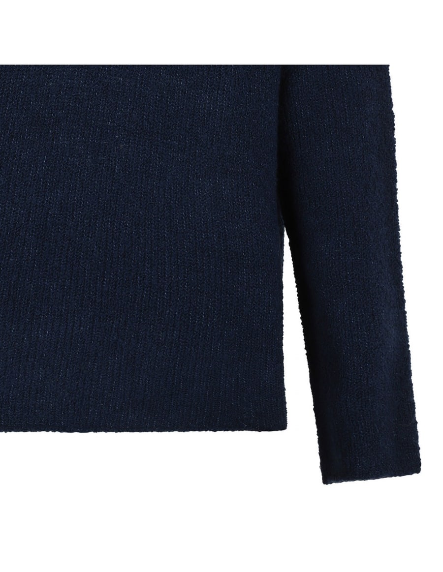 LE NOIR Navy virgin wool blend sweater, view 5