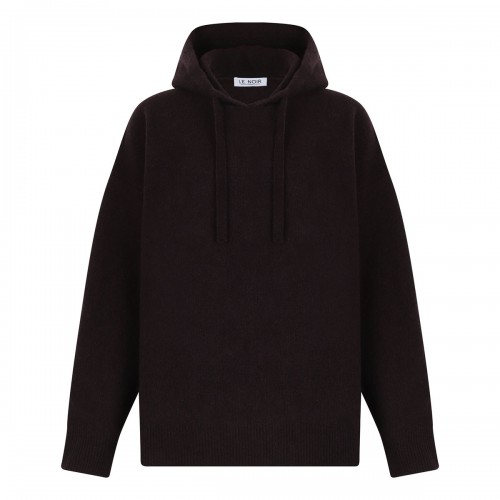 LE NOIR Bordeaux virgin wool hooded sweater