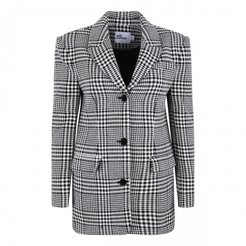 self-portrait Houndstooth wool blend blazer