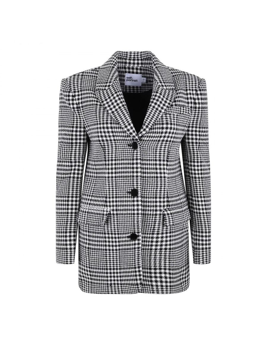 self-portrait Houndstooth wool blend blazer, view 2