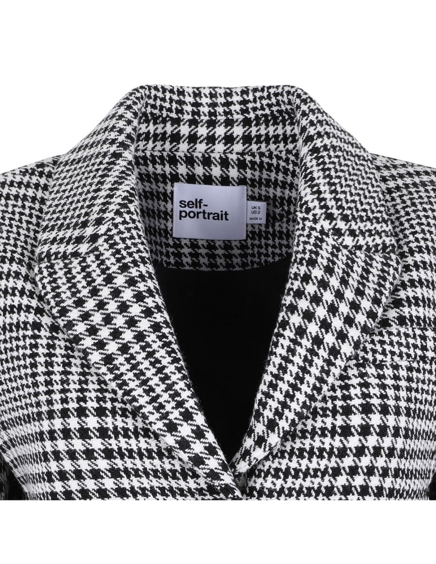 self-portrait Houndstooth wool blend blazer, view 4