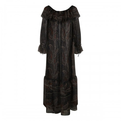 Saint Laurent Lurex paisley silk crepon dress