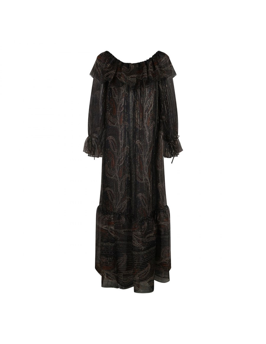 Saint Laurent Lurex paisley silk crepon dress, view 2