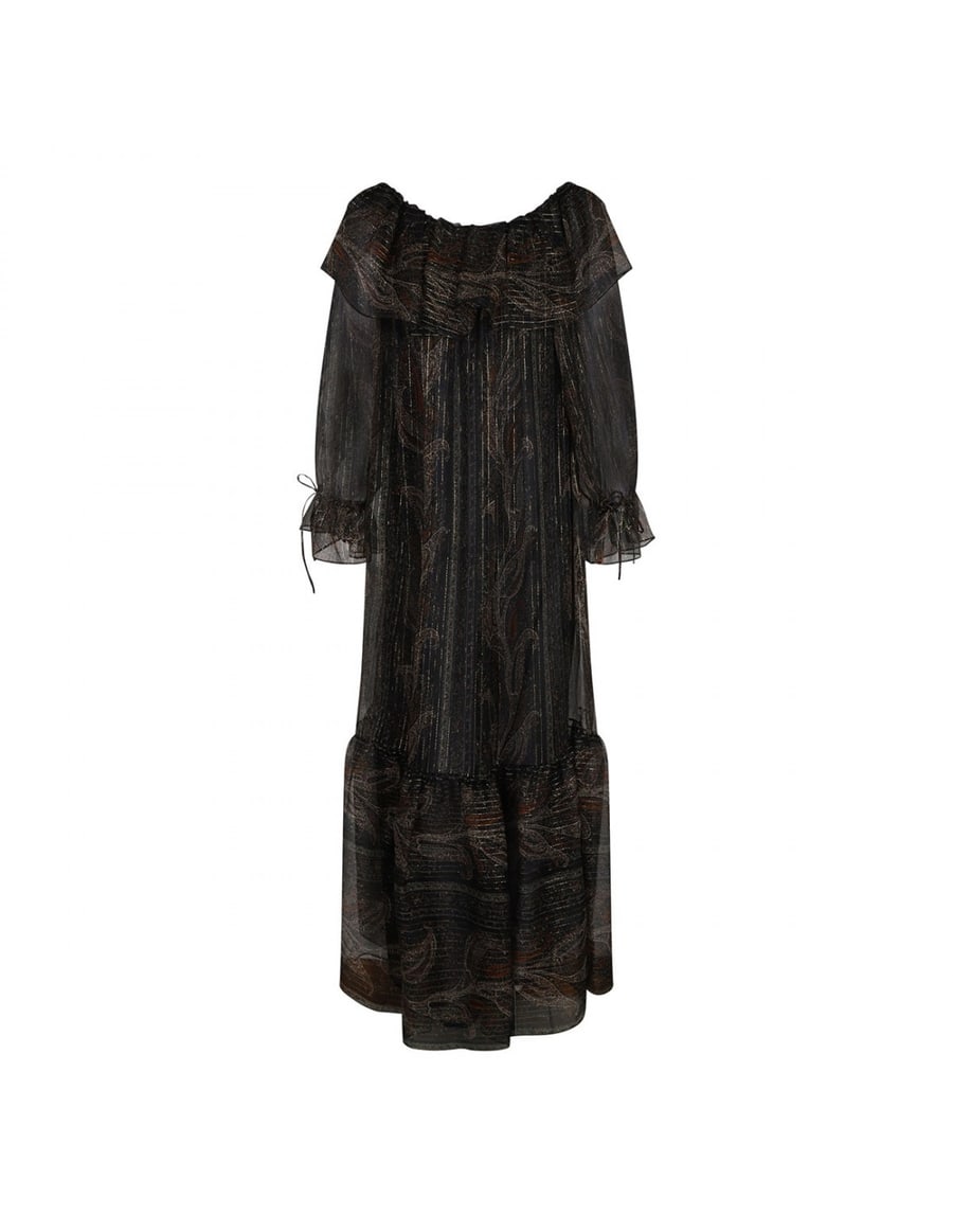 Saint Laurent Lurex paisley silk crepon dress, view 3