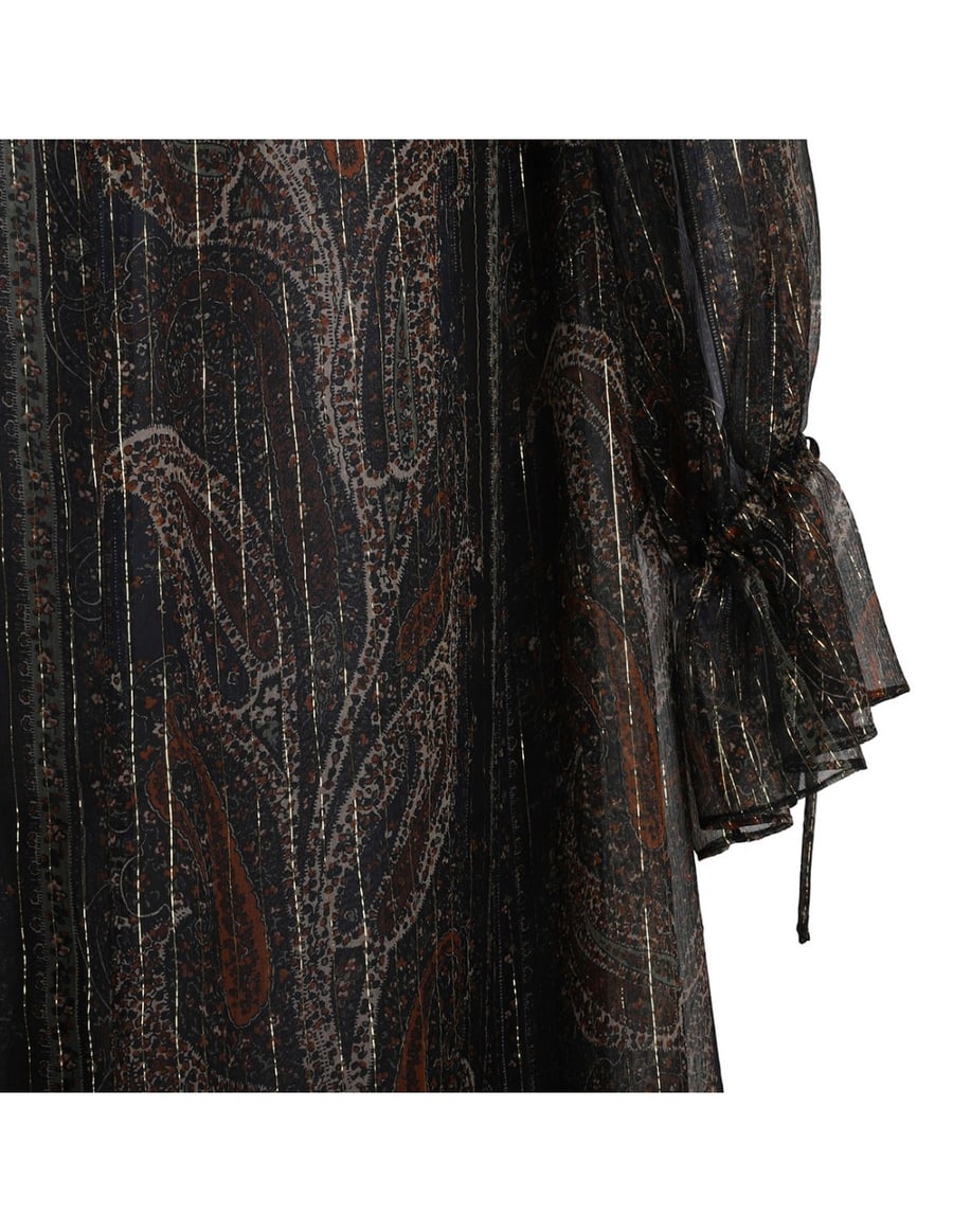 Saint Laurent Lurex paisley silk crepon dress, view 5