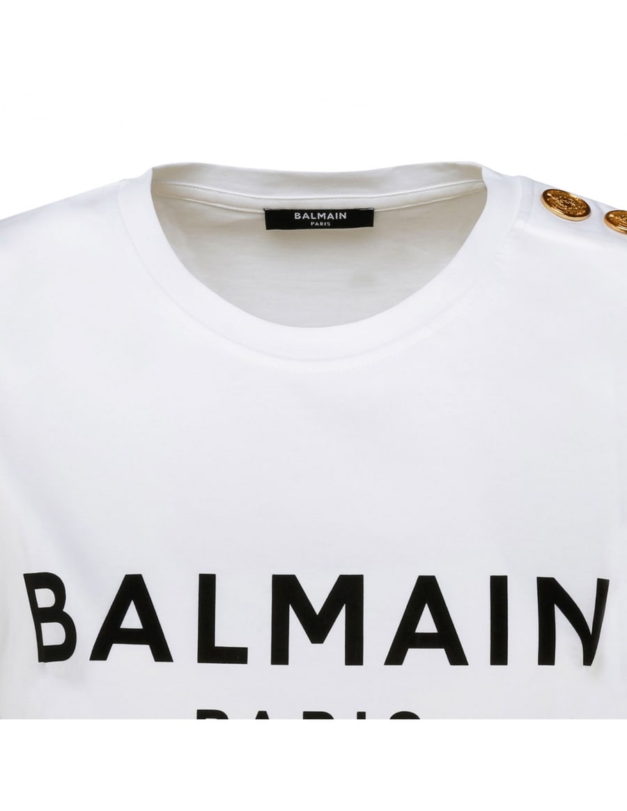 Balmain Buttoned white T-shirt, view 4