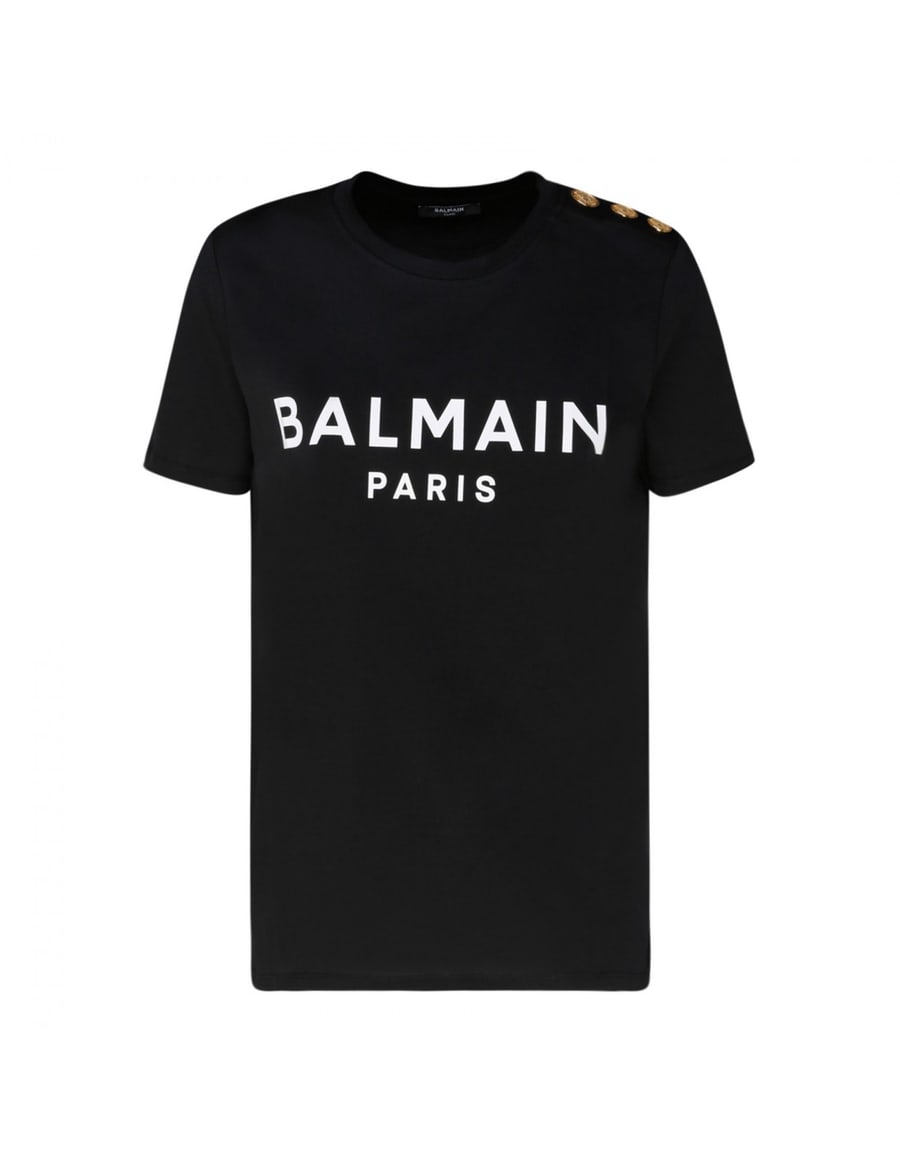 Balmain Buttoned black T-shirt, view 2