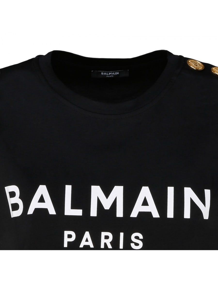 Balmain Buttoned black T-shirt, view 4