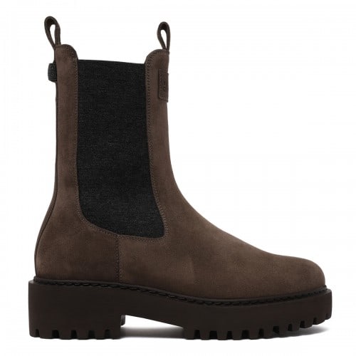 Brunello Cucinelli Suede booties with monili