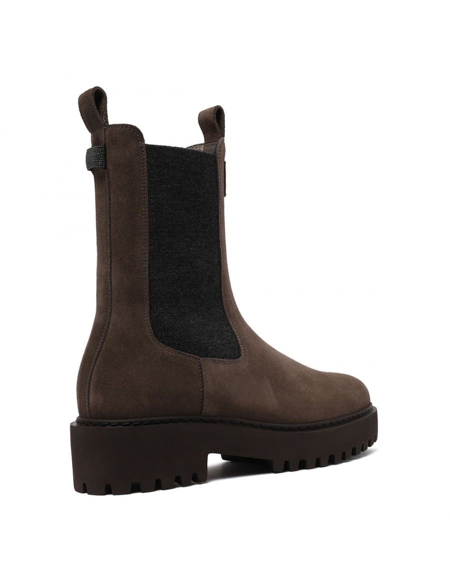 Brunello Cucinelli Suede booties with monili, view 4