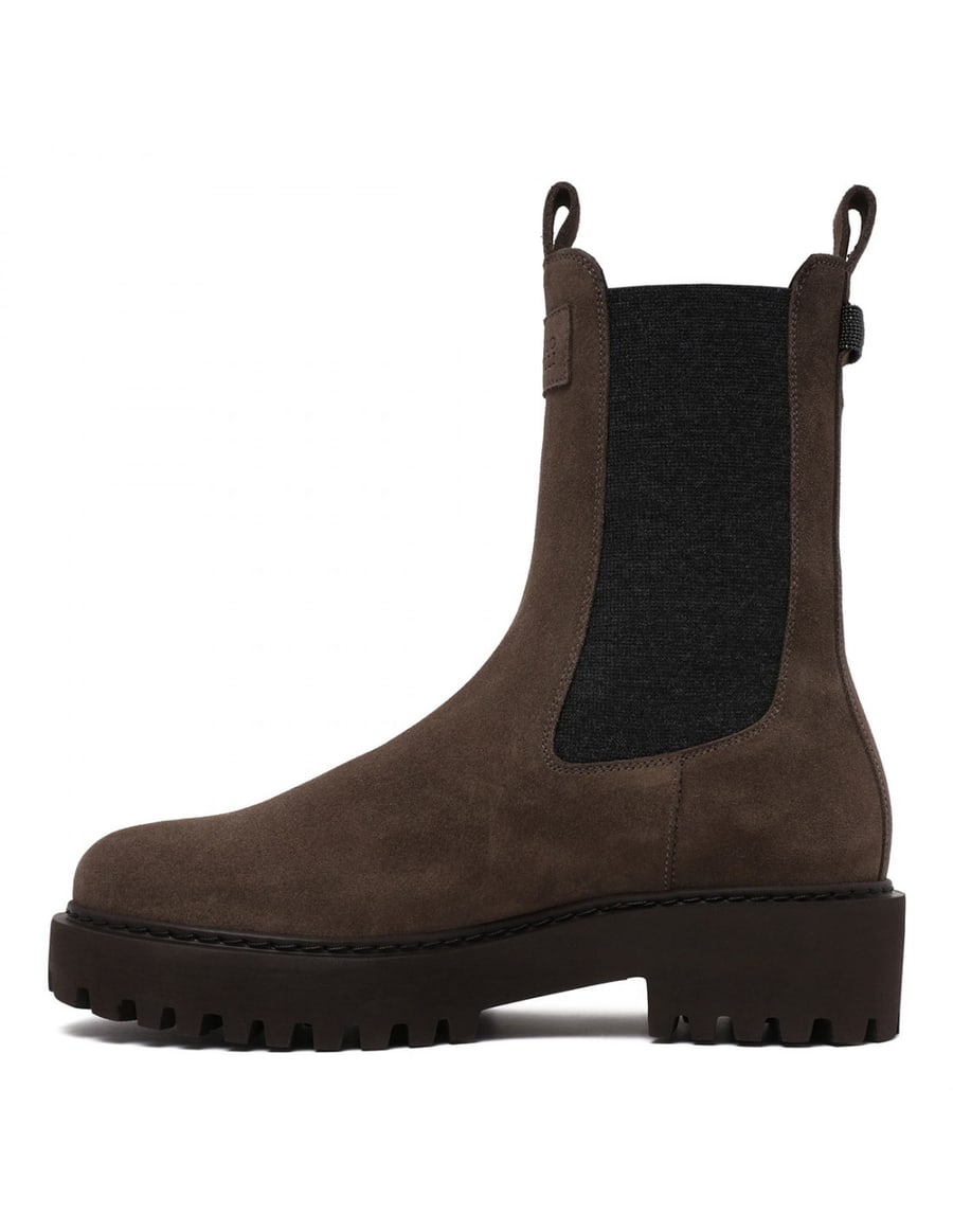Brunello Cucinelli Suede booties with monili, view 5