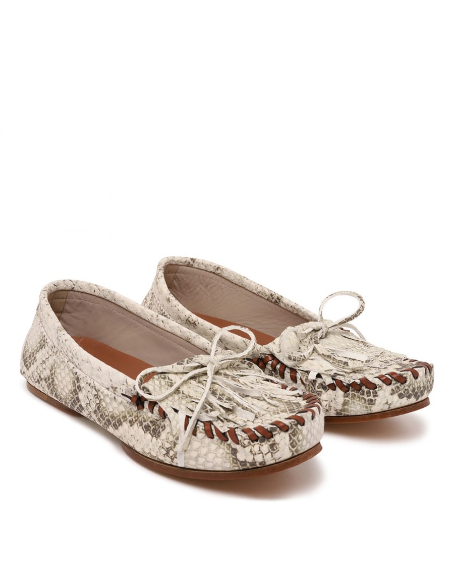 PARIS TEXAS Indiana python-embossed leather loafers, view 3