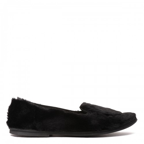 LE NOIR Black fur-effect loafers