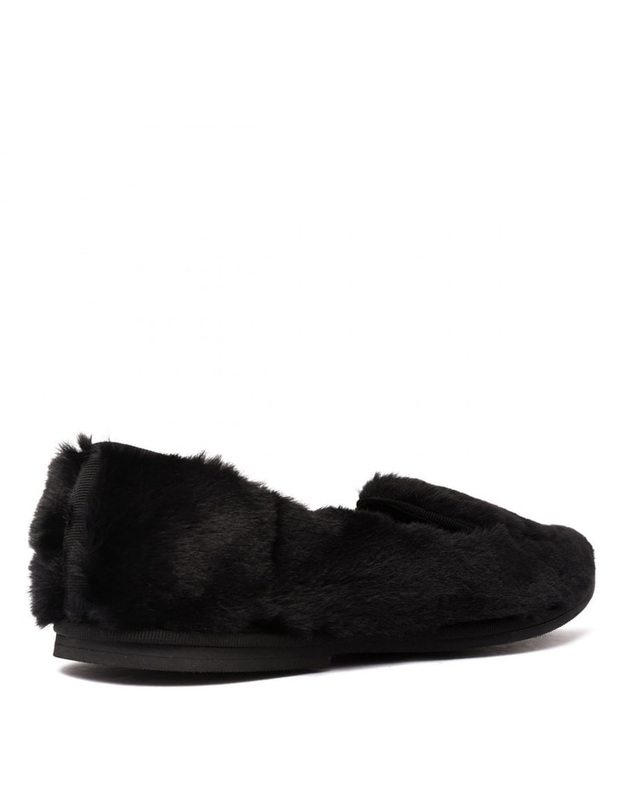 LE NOIR Black fur-effect loafers, view 4