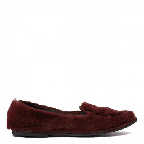 LE NOIR Bordeaux fur-effect loafers
