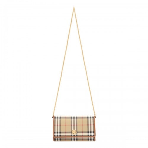 Burberry Check chain strap wallet
