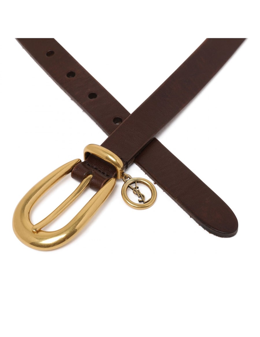 Saint Laurent Cassandre charm thin belt, view 4
