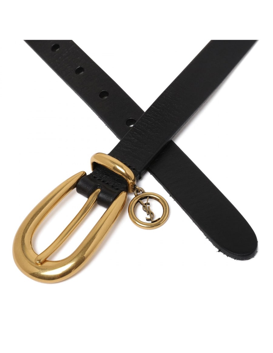 Saint Laurent Cassandre charm thin belt, view 4