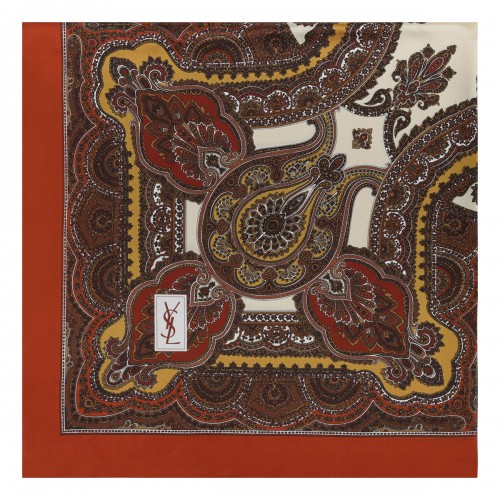 Saint Laurent Paisley silk twill square scarf