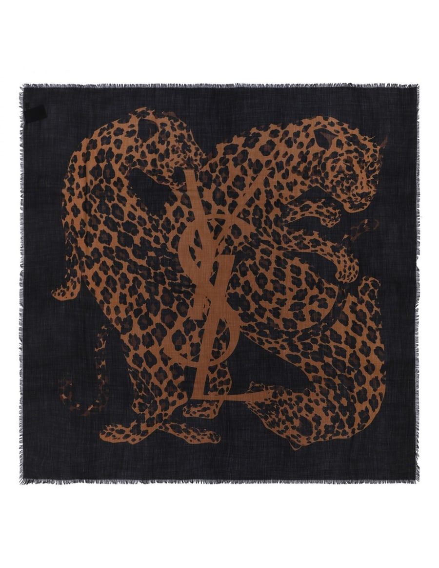 Saint Laurent Cassandre leopard square scarf, view 2
