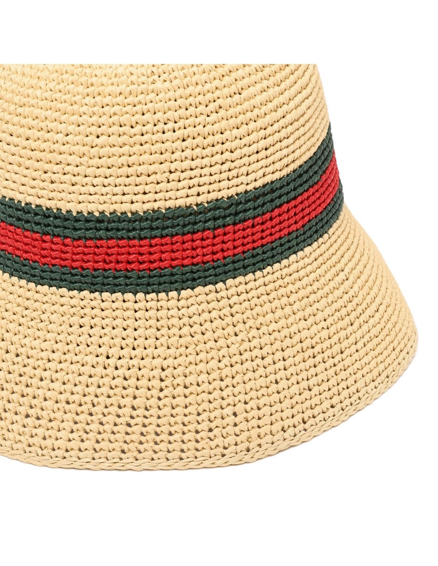 Gucci Woven bucket hat with Web, view 5