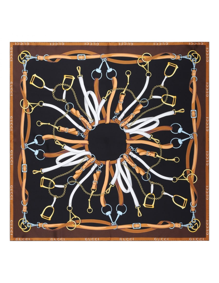 Gucci Interlocking G equestrian print carré, view 2