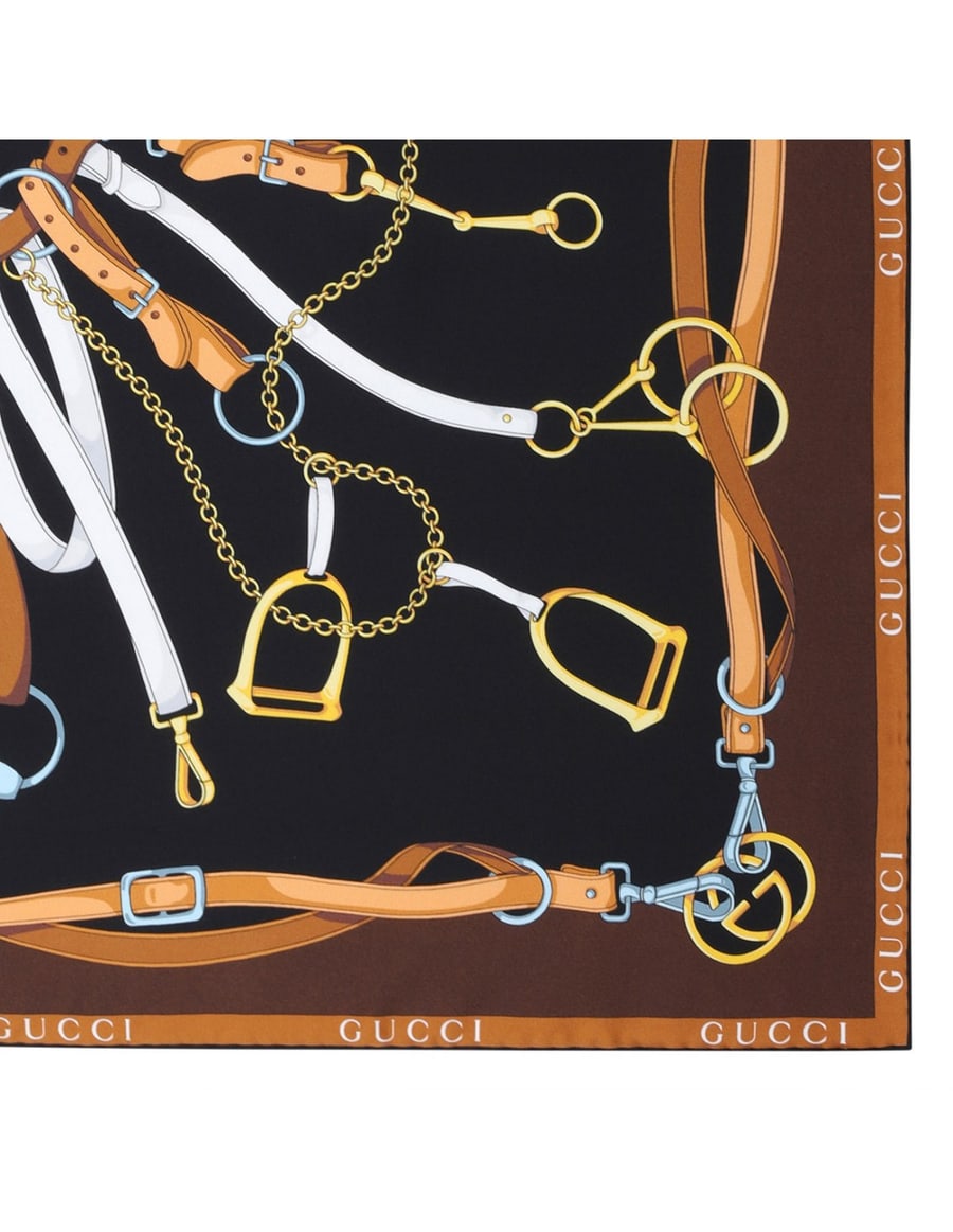 Gucci Interlocking G equestrian print carré, view 3