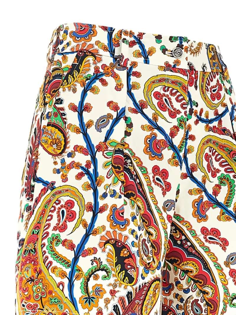 Etro Pleated Shorts With Back Patch Pockets, view 3