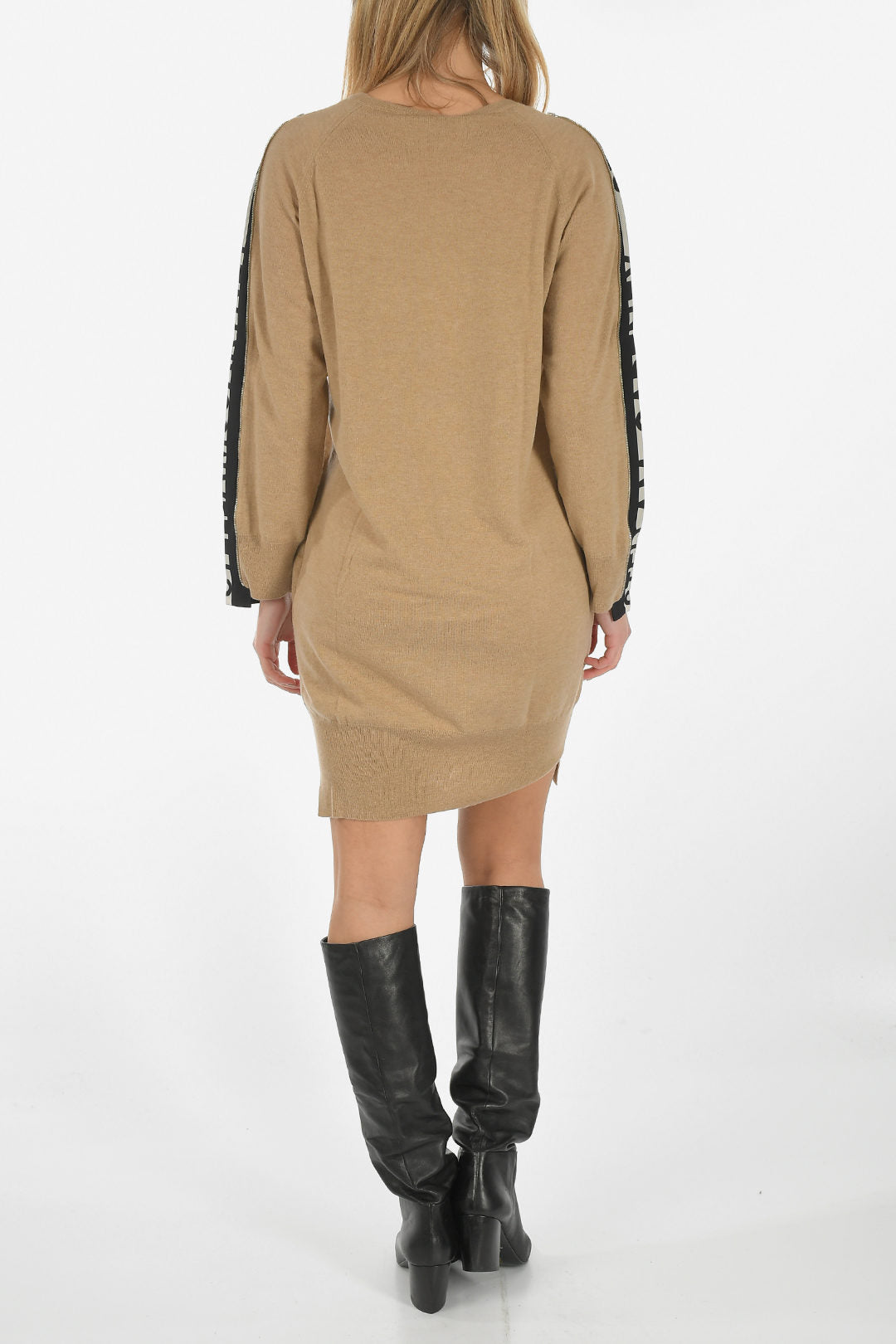Stella McCartney 0099~Virgin Wool Long-Sleeve Mini Dress With Logo Details, view 2