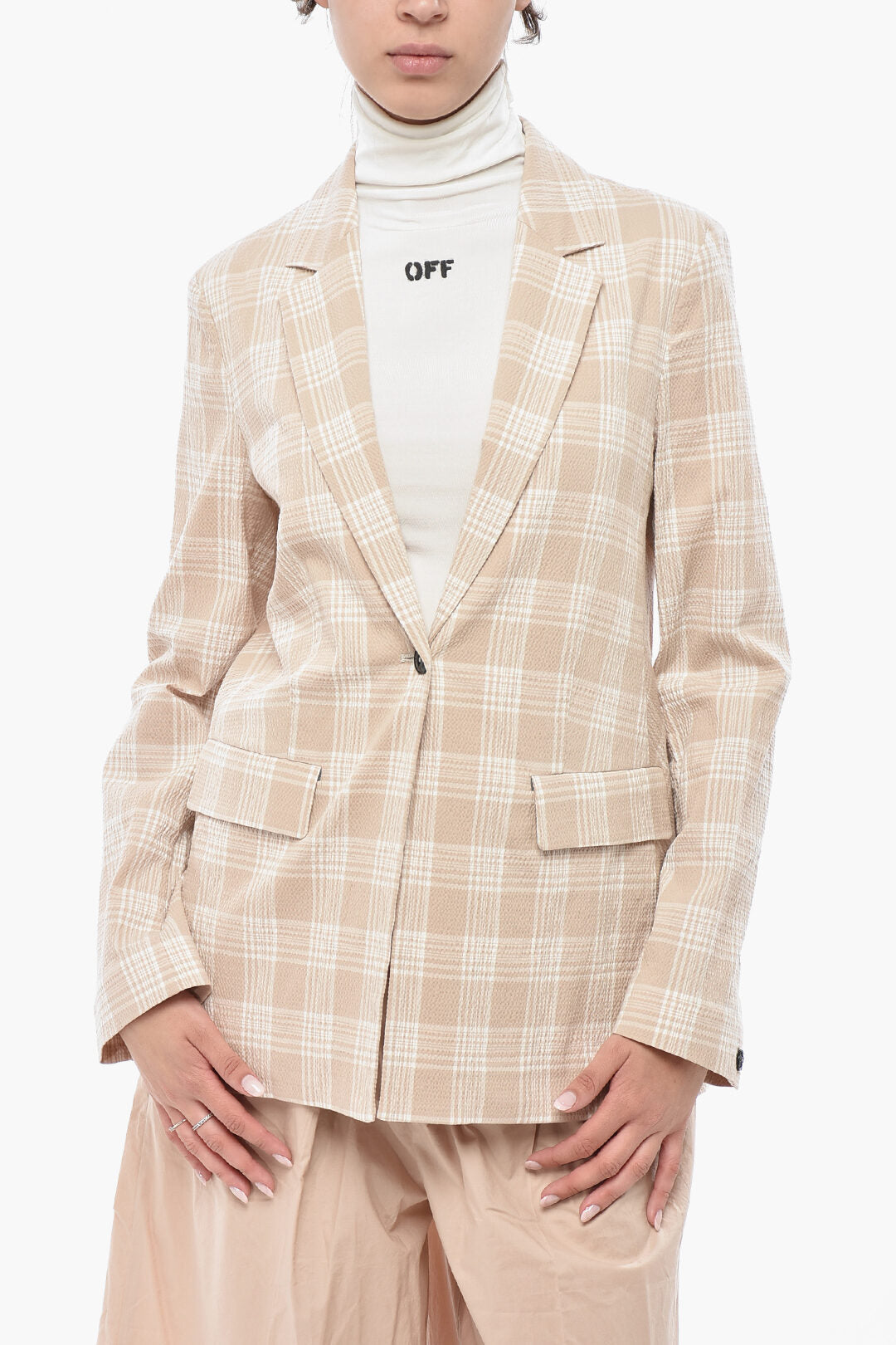Woolrich 0135~Checked Cotton Seersucker Blazer