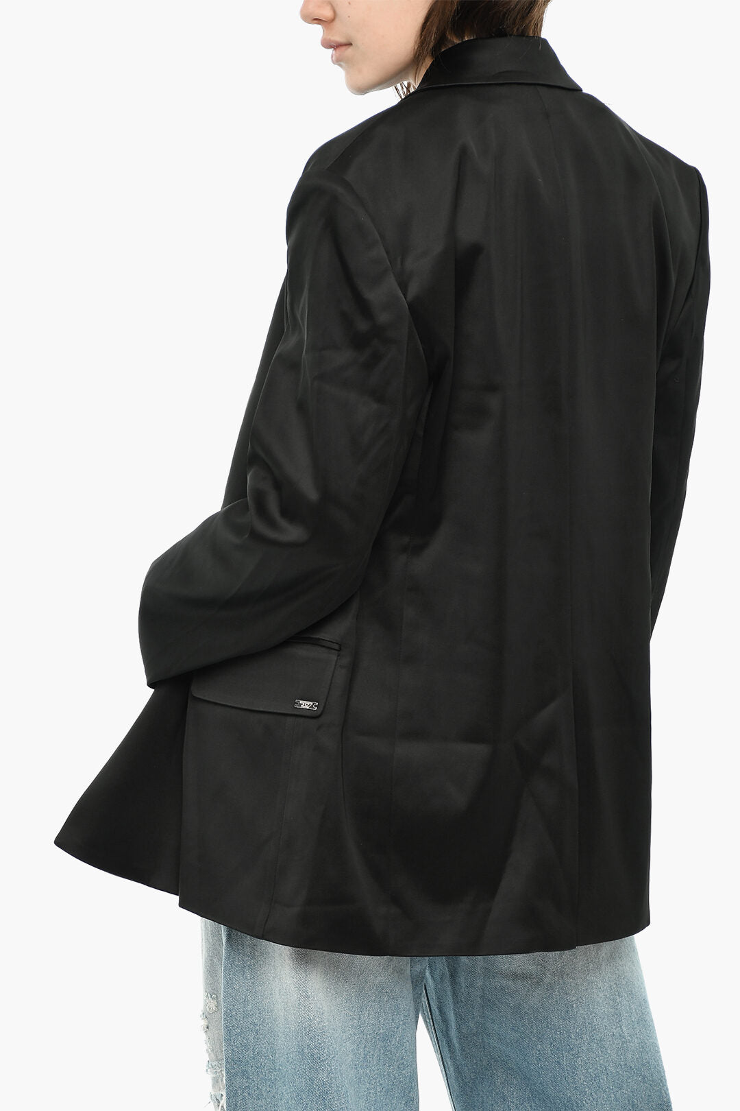 Diesel 0140~One-Button Satin Blazer G-KESSa With Flap Pockets