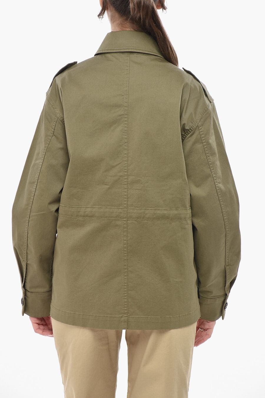 Woolrich 0201~Cotton Utility Overshirt with Contrast Buttons, view 2