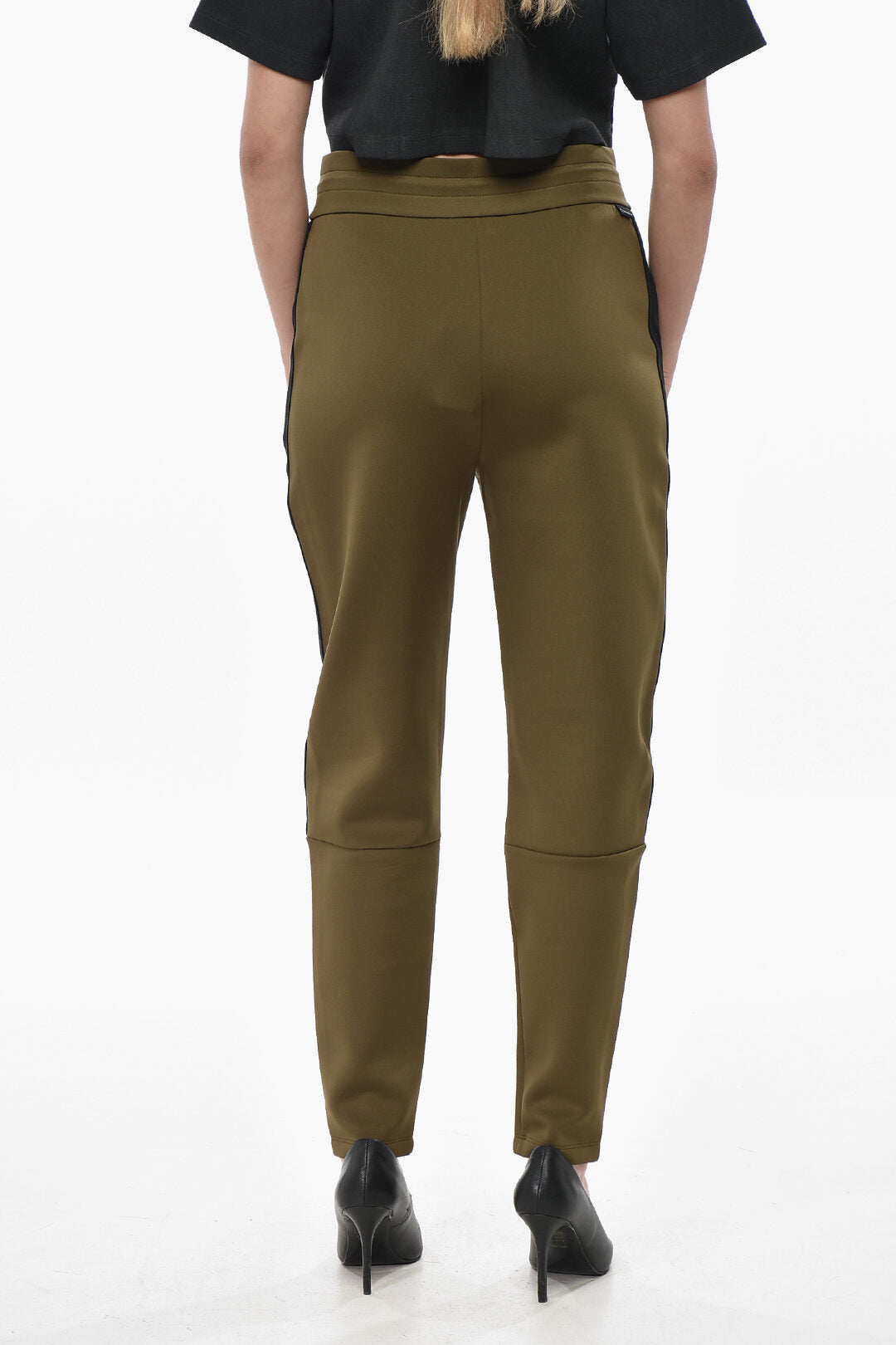Woolrich 0201~Cotton-Blend Trousers With Logo Side Stripe And Drawstring Waist, view 2
