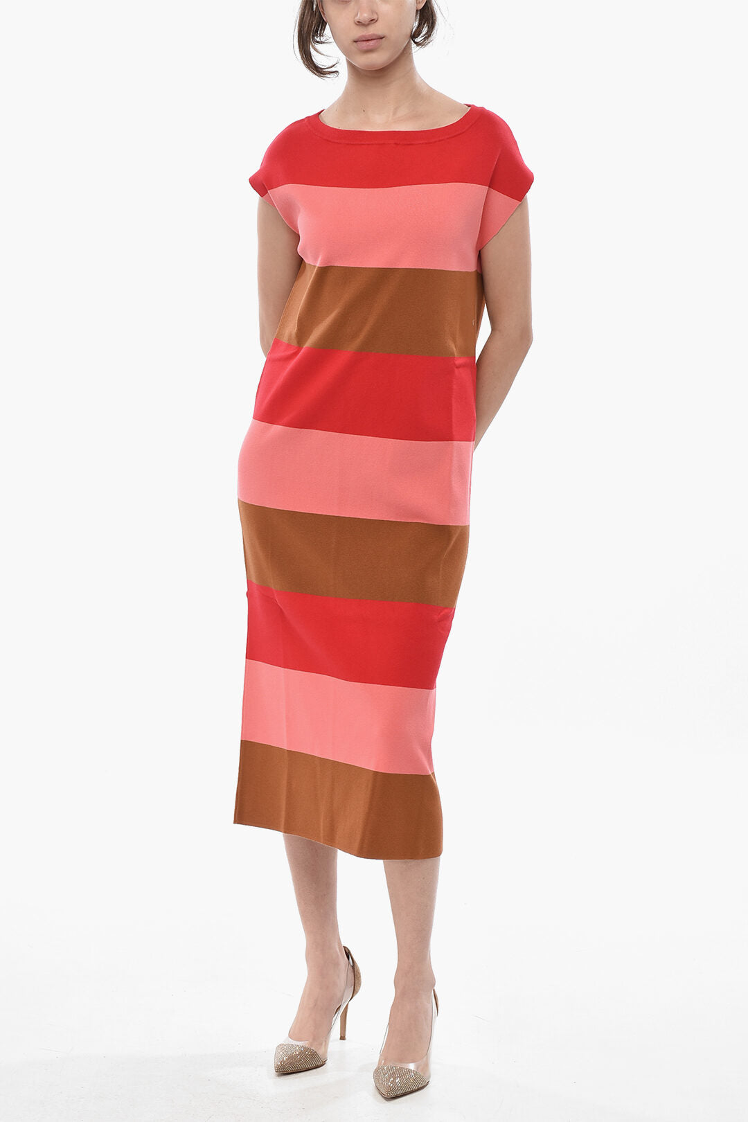 Woolrich 0201~Flared Dress FLUID Color Block Sleeveless