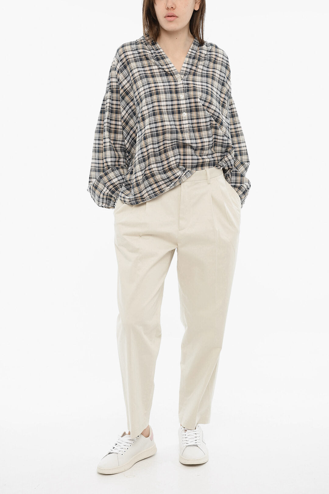 Woolrich 0201~Lightweight Cotton Trousers With Pleats